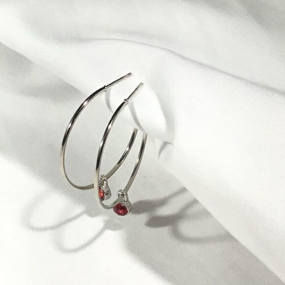 Dangling Gemstone Hoops (UC3) - Picture 3 of 6